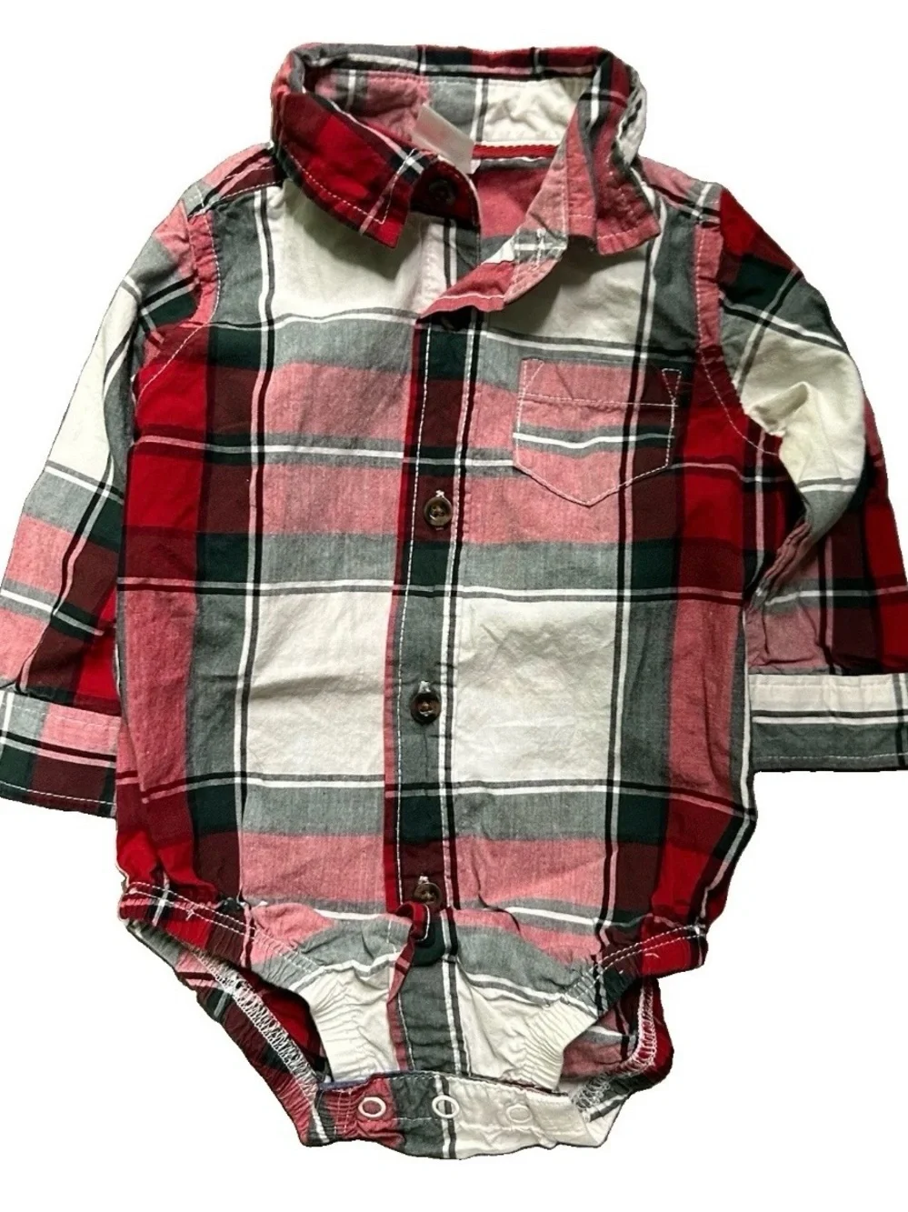 Baby Boy Christmas Bodysuits Button Ups Holiday Elf Santa Size 3-6 Months